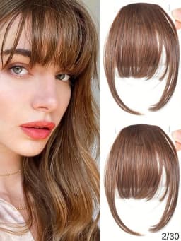 Thin Blunt Bangs Clip-On Synthetic Hair Extension Natural Looking Instant Hairstyle Quick Style Hairpiece Daily & Party