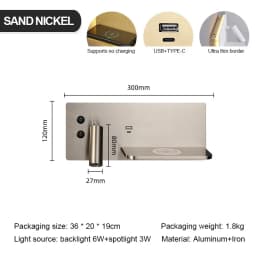 Multifunction Wall Lamp With Led Phone Wireless Charger Shelf Night Lighting Table Bed Reading Bedroom Hotel Bedside USB Sconces