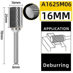 6mm A/AX Type Cylinder Head Tungsten Carbide Alloy Rotary File Drill Milling Carving Bit Point Burr Die Grinder Abrasive Tools