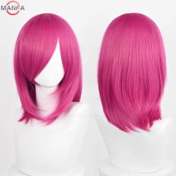 40cm Medium Basic Anime Cosplay Wig Bang Blond Black White Red Pink Green Brown Gold Blue Heat Resistant Synthetic Hair Wigs