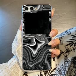 Marble Pattern Transparent Phone Case For Samsung Galaxy Z Flip 6 5 4 3 Clear Hard Folding Cover For Samsung Z Flip6 Flip5 Flip4