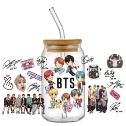 Korean Popular Music Group UV DTF Bottle Stickers Glasses Cup Transfer Stickers DIY Stationery Computer Waterproof Sticker