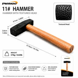 PHYHOO Professional Metal Texture Hammer for Jewelry Making Premium High Carbon Steel Texturing Craftsmith Tool with Wood Handle