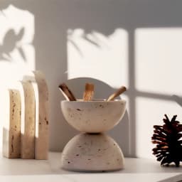 Beige Travertine Sphere Mubkhar Incense Burner Home Decoration Natural Marble Stone Religious Round Ornament Incense Burner