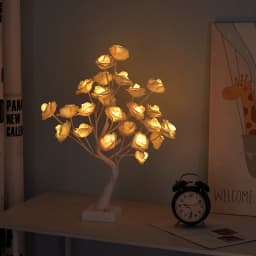 18 Colors Rose Flower Tree Lamp Remote LED Night Light USB/Battery Powered Table Desk Decor Wedding Christmas Gift for Women Mom