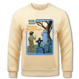 Making New Friends Sweatshirt Men Casual Fleece Pullovers Hip Hop O-Neck Long Sleeve Autumn Warm Unisex Vintage Loose Clothing