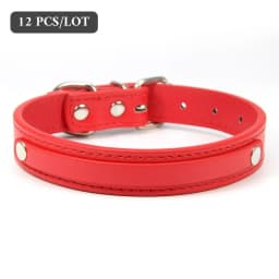 12 PCS Wholesale Plain PU Leather DIY Name ID Dog Collar Custom Letters Charms Puppy Cat Neck Strap Collars for Small Medium Dog