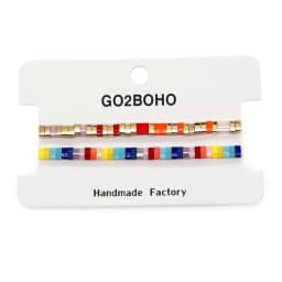 Go2BoHo Black White Bracelet Set for Couple Miyuki Tila Bead Jewelry 2pcs/lot Stretch Bracelets for Women Valentine's Day Gifts
