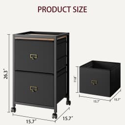 File Cabinet with Drawers, Mobile Filing Cabinet Fits Letter Size or A4, Fabric Vertical File on Wheels, Home Office
