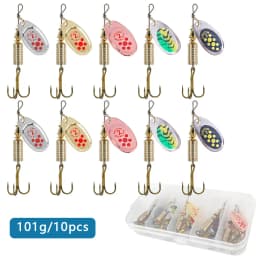 10 Pieces 6.7 cm 7g Spinning Spoon Metal Bait Fishing Lure Sequin Crankbait Spoon Baits for Bass Trout