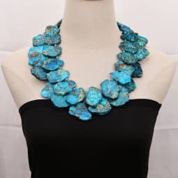 G-G 22'' 2 Rows Mix Color Blue Sea Sediment Imperial Jasper Crystal Necklace Handmade For Women