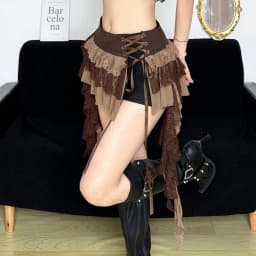 SylCue Mesh Patchwork Mini Skirts Women Summer Trend Contrast Design Shirring Ruffles Ribbon Street Y2K Style Elegant Bottoms