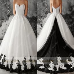 White Tulle Blue Lace Applique Strapless Floor Length Lace-Up Back Wedding Formal Prom Dresses Bridal Gown Customized Made W19-5