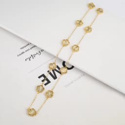 Natural Stone Shell Plant Five Leaf Flower Creative 20 Leaf Pendant Necklace Sweater Chain Women's Advanced Gift Clover