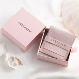 SheepSew Elegant Personalized Jewelry Packaging Set Custom Deboss Embossed Logo Drawer Box With Soft Suede Pouch For Wedding Bir