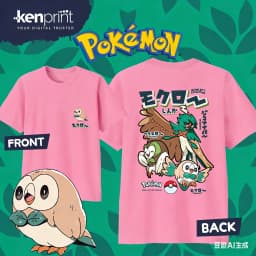 Bandai Pokémon Cartoon Rowlet Evolution 100% Cotton T-shirt Summer New Men/Women Fashionable Casual Harajuku Short Sleeved Top