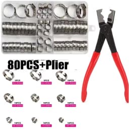 130/80/45PCs Stainless Steel Ear Stepless Clamp Worm Drive Fuel Water Hose Pipe Clamps Clips 1PC Hose Clip Clamp Pliers