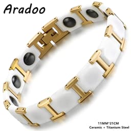 ARADOO Premium Ceramic Bracelet with Magnetic Hematite Titanium Steel Wristband Jewelry Gifts