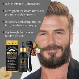 Beard Thickening Care Oil with Roller Ball 0.25mm Strengthen Hair Roots Nourishing Soften Beard Oil for Men Grooming Beard Care