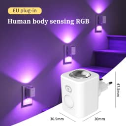 1/2pcs EU Plug Motion Sensor Night Light Plug Into Wall RGB Color Changing Dimmable Auto on Off for Kids Bedroom Hallway 220V