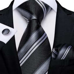 New Formal Ties Classic Blue Striped Necktie Handkerchief Cufflinks Gift For Men Wedding Tie Cravate Gravatas