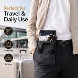2026 Black Slim Belt Wallet Zero Bulk Anti Theft Belt Clip Mini Belt Wallet Hook and Loop Closure Hidden Compartment Belt Wallet