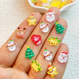 50Pcs New Cute Resin Mini Christmas Snowman, Tree, Old Man Collection Flat Back Manicure Parts Embellishments For Hair Bows