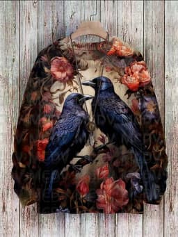 Raven Crow Art Pattern Print Casual Knit Pullover Sweatshirt Men's For Women's Pullover