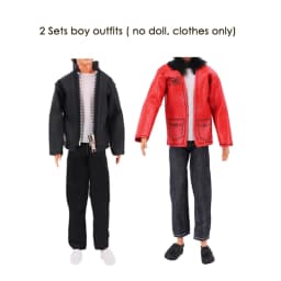 2 Sets/Pack Handmade Fashion Leather Clothes for Doll 11.5in/30cm Casual Cool Style 3pcs/Set Jacket Coat Vest and Pants