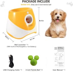 Dog Toy Interactive Automatic Ball Launcher with 6 Tennis Balls Outdoor Thrower Fetch Machine Ball Launcher for Dog USB Charging