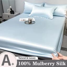 Natural 100% Mulberry Silk Fitted Sheet Luxury Mattress Cover Single Double King Queen Size High End Bed Cover Customized Size