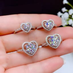 100% Real Moissanite Ring Adjustable Size S925 Sliver D VVS1 Pass Diamond Tester Pen GRA Certificate 18K Plating Rings for Women
