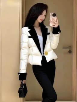 Stylish Thick Warm White Women's Coat Winter New Arrival High End Personality Korean Version Loose Fit Long Sleeve Zipper Clo...