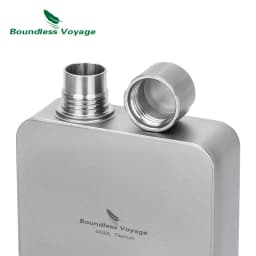 Boundless Voyage Titanium Flask Bottle Metal Liquor Bottle 0.4L, Ultra-Light Square Design for Camping Travel Office Ti3267D