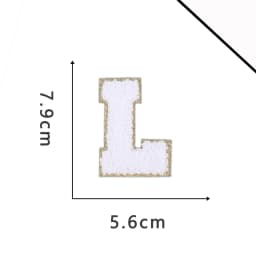 A-Z White Chenille Letter Patches Towel Sequins Clothing Patch Clothes Sew on Applique DIY Garment Hat Decor