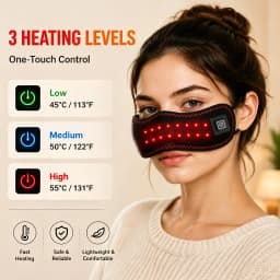 Red Light Heated Nose Wrap Rechargeable Nose Warmer 3 Heat Levels Adjustable Ear Loops Soft Plush Lining Cold Weather Comfort