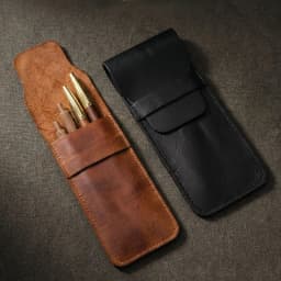Cowhide Pen Case Holder Handmade Fountain Multi Pens Pouch Vegetable tanned leather Simple Pen Protective Sleeve Cover