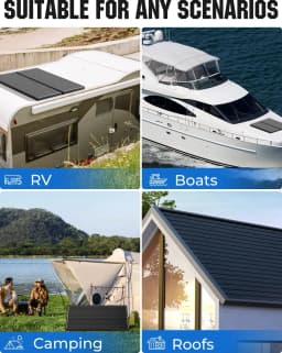 Rvpozwer 100W Solar Panel 25% High Efficiency 18BB 100 Watt Solar Panel 18BB N-Type Monocrystalline PV Modules for RV Marine Rooftop Farm Trailer Home Off-Grid System