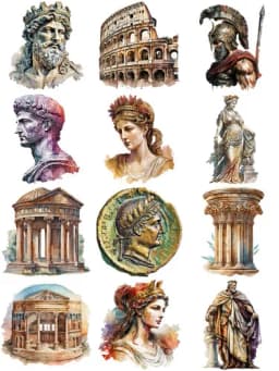 12Pcs/Pack Vintage Ancient Rome Sticker DIY Craft Scrapbooking Album Junk Journal Decorative Stickers