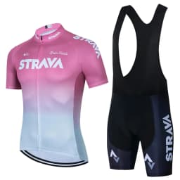 2024 Strava Cycling Jersey Set Summer Short Sleeve Breathable Men's MTB Bike Cycling Clothing Uniform Suit