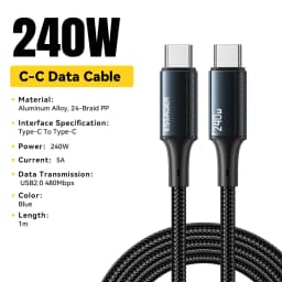 Essager 240W USB Type C To USB C Cable For Macbook iPad Samsung Huawei PD Fast Charging Charger Cord 5A E-Marker Chip Fast USB C