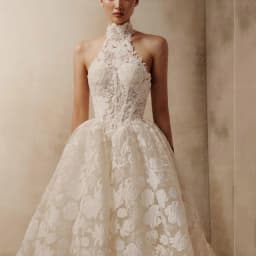 Lace Customized Halter Wedding Dresses A Line Halter Bridal Ball Gowns Luxury Back Lace Up Bride Robes Vestido De Novia