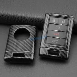 For 2008-2019 Cadillac DTS STS CTS SRX XTS ATS Escalade Chevrolet Corvette Carbon Fiber Car Key Fob Cover Case Chain Shell Ring