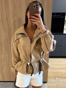 Women's Fashion Drawstring Short Jacket Lapel Long Sleeve Single-Breasted Slim Coat 2026 Spring Fall Daily Street Outfit New