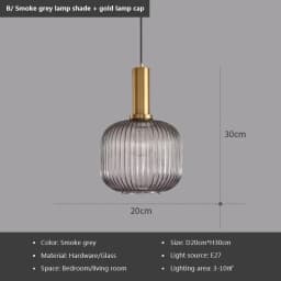 Glass Pendant Lights E27 Smoke Gray For Kitchen Restaurant Dining Table Living Room Bar Front Home Decor Hanging Lights