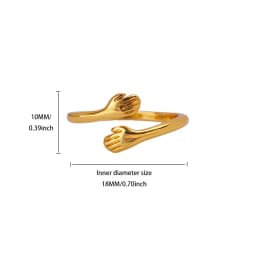 Gothic Hug Hands 18K Gold-plated Anti Fading Rings for Women Mom Stainless Steel Ring Punk Party Jewelry 2026 Accessories Gifts