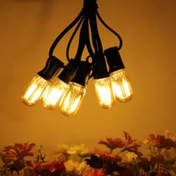 Outdoor Solar String Light Waterproof E12 Glass T22 Amber Bulbs 1W LED Retro Patio Lights for Outside Backyard Bistro Garden