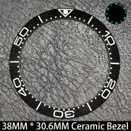 Sloping 38mm * 30.6mm Ceramic/Aluminum Blue Luminous Bezel GMT and Diving Watch Insert Fit for 40mm Watch Case Replacement Watch
