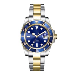 Custom Logo 40MM Luxury NH35 Automatic Watch Two Tone Gold Sapphire Glass Ceramic Bezel Men Diver Watches Male reloj hombre
