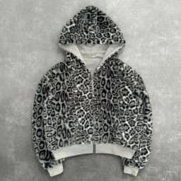 2025 Korean new zipper hoodie double-sided jacket retro leopard print print men's hip-hop casual sweatshirt couple style